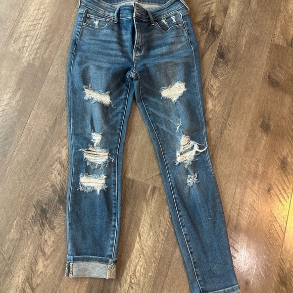 Cello Distressed Skinny Jeans - Blue - Picture 1 of 8